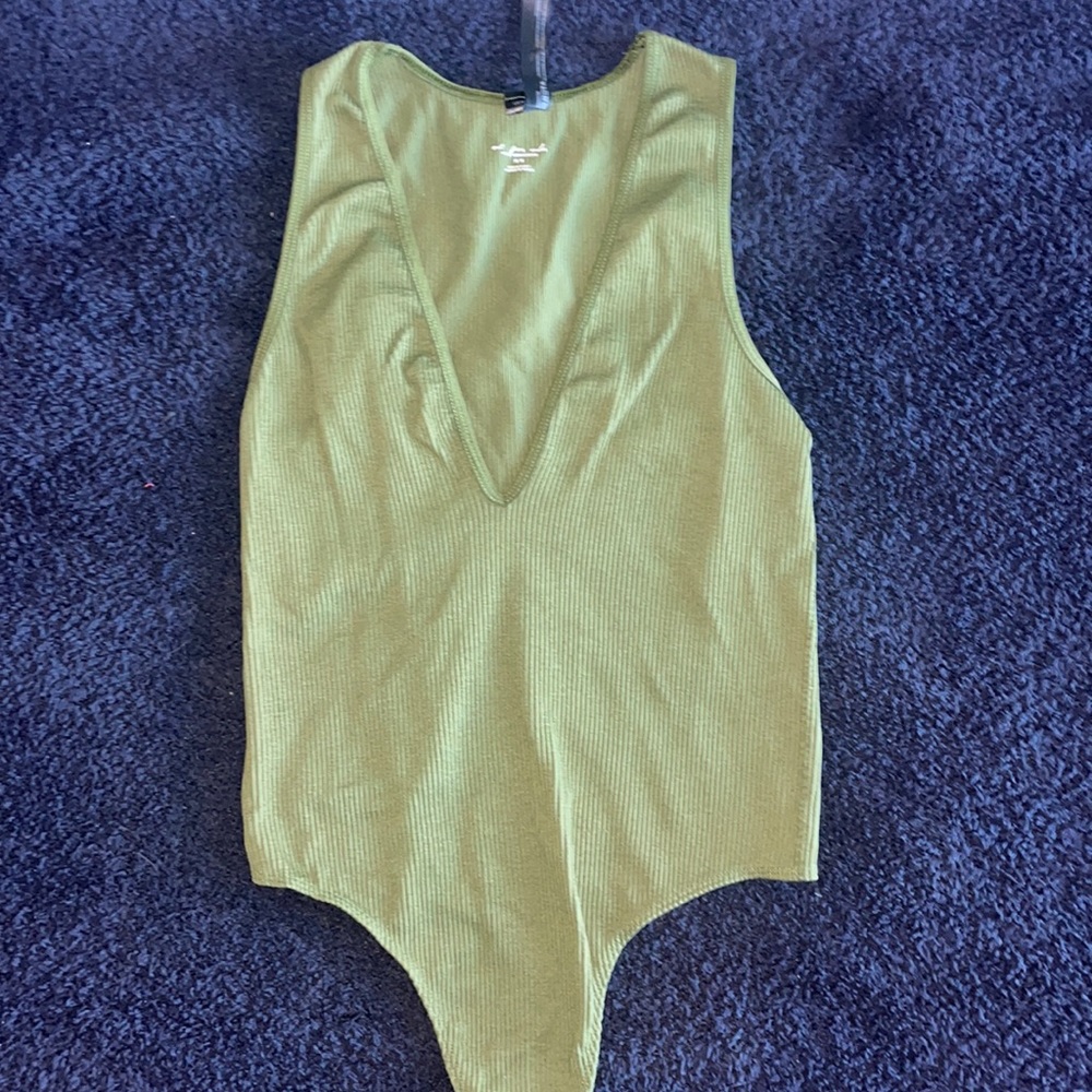 Olive Green Thong Bodysuit